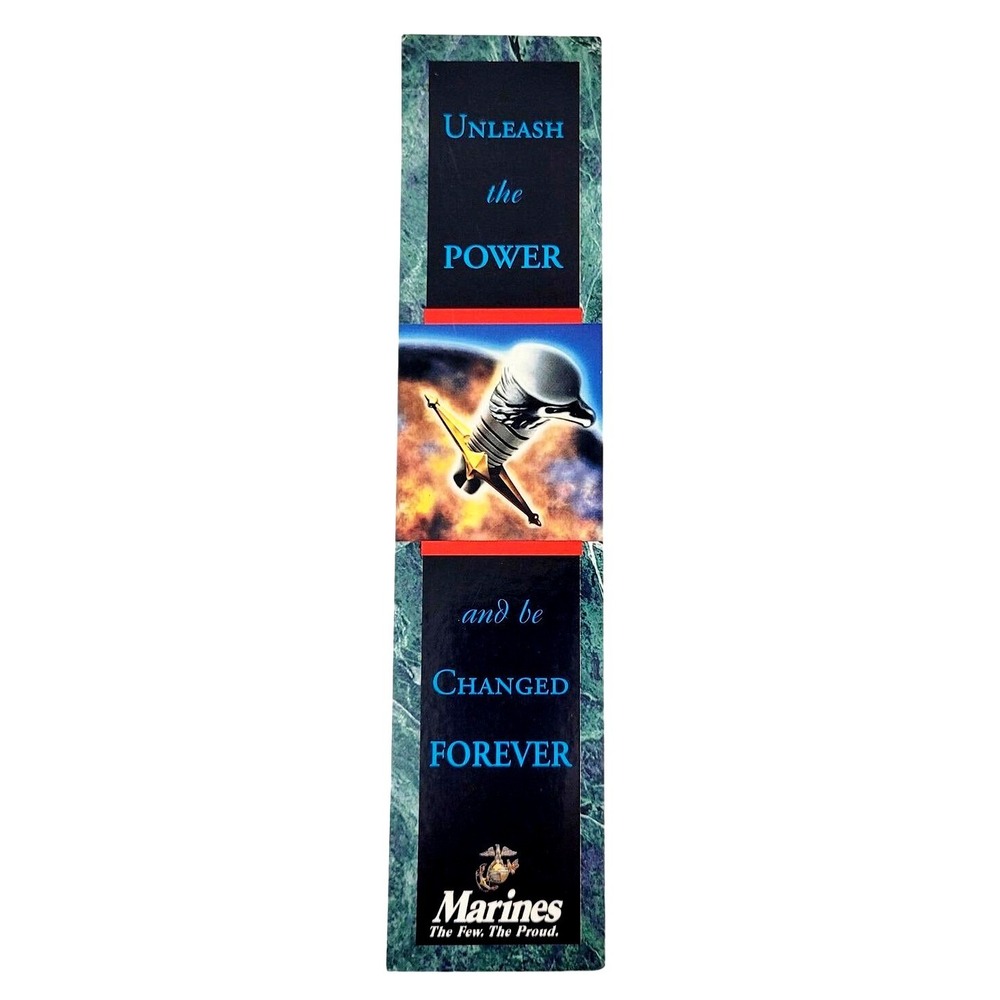 Vintage 90s US Marine Corps Promotional Bookmark "Unleash The Power" Sci-Fi Art.